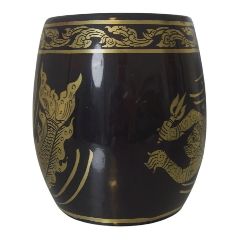 Thai Ramakien Hanuman Mermaid Black Gold Decorative Mug - Picture 3 of 10